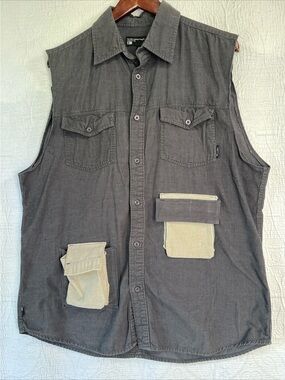 Fourstar Clothing Co Mens Large Cotton Corduroy Patchwork Vest Skate Streetwear